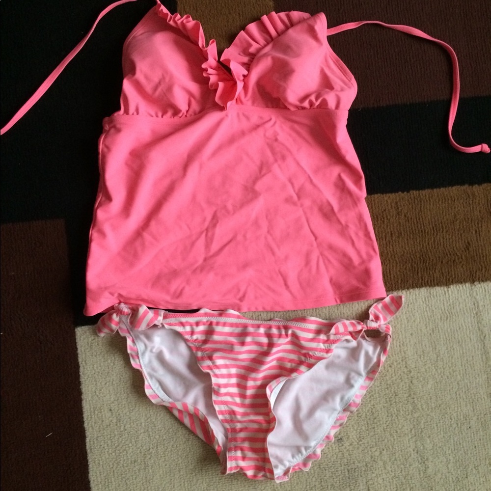 Tankini top with bikini bottoms